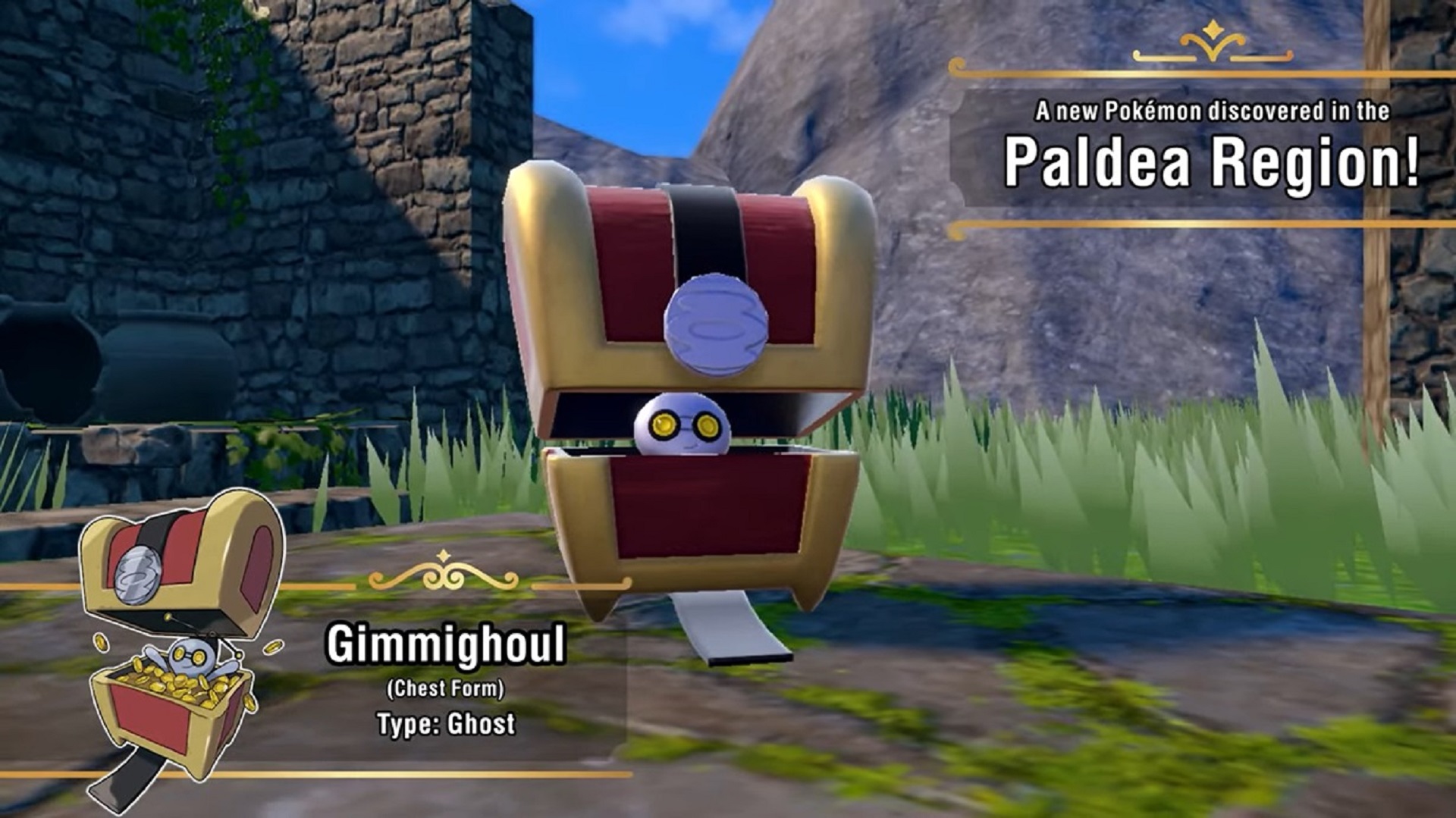 Gimmighoul, which can evolve into Gholdengo in Pokémon Scarlet and Violet.
