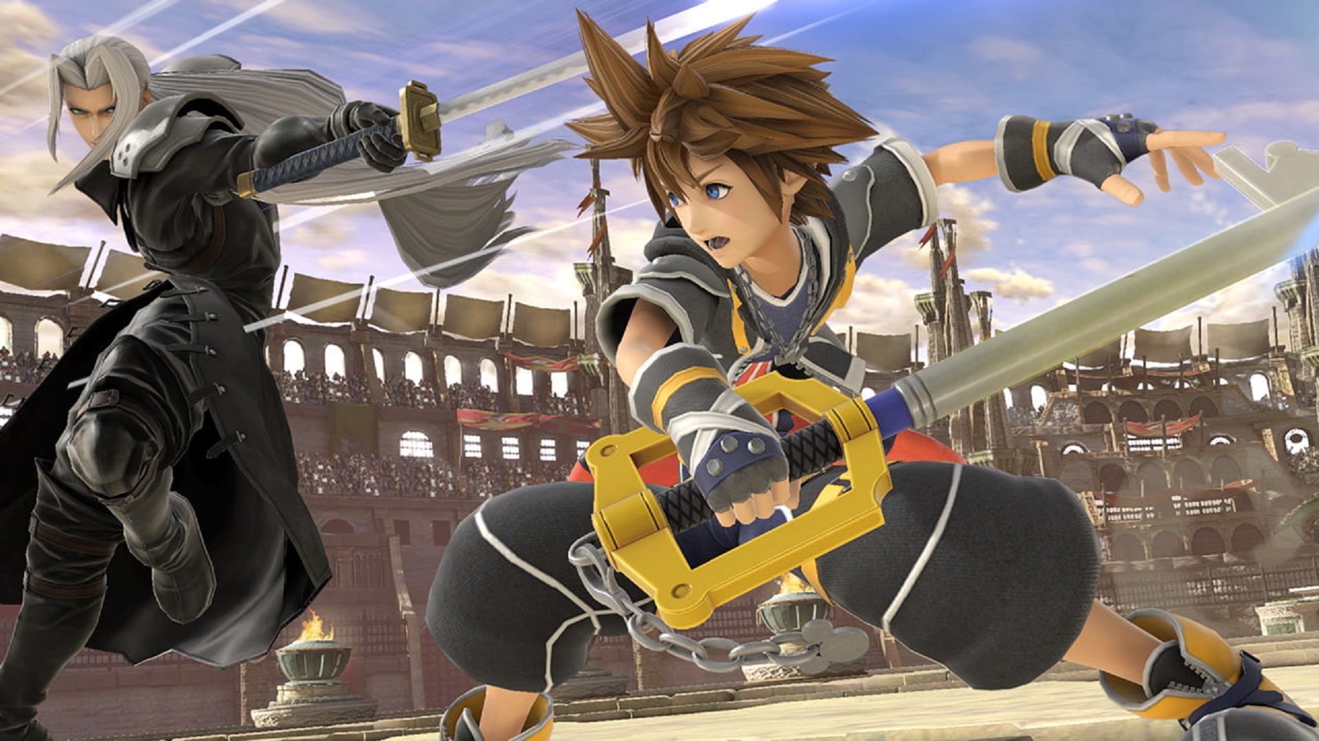 Sora and Sephiroth in Smash Ultimate.