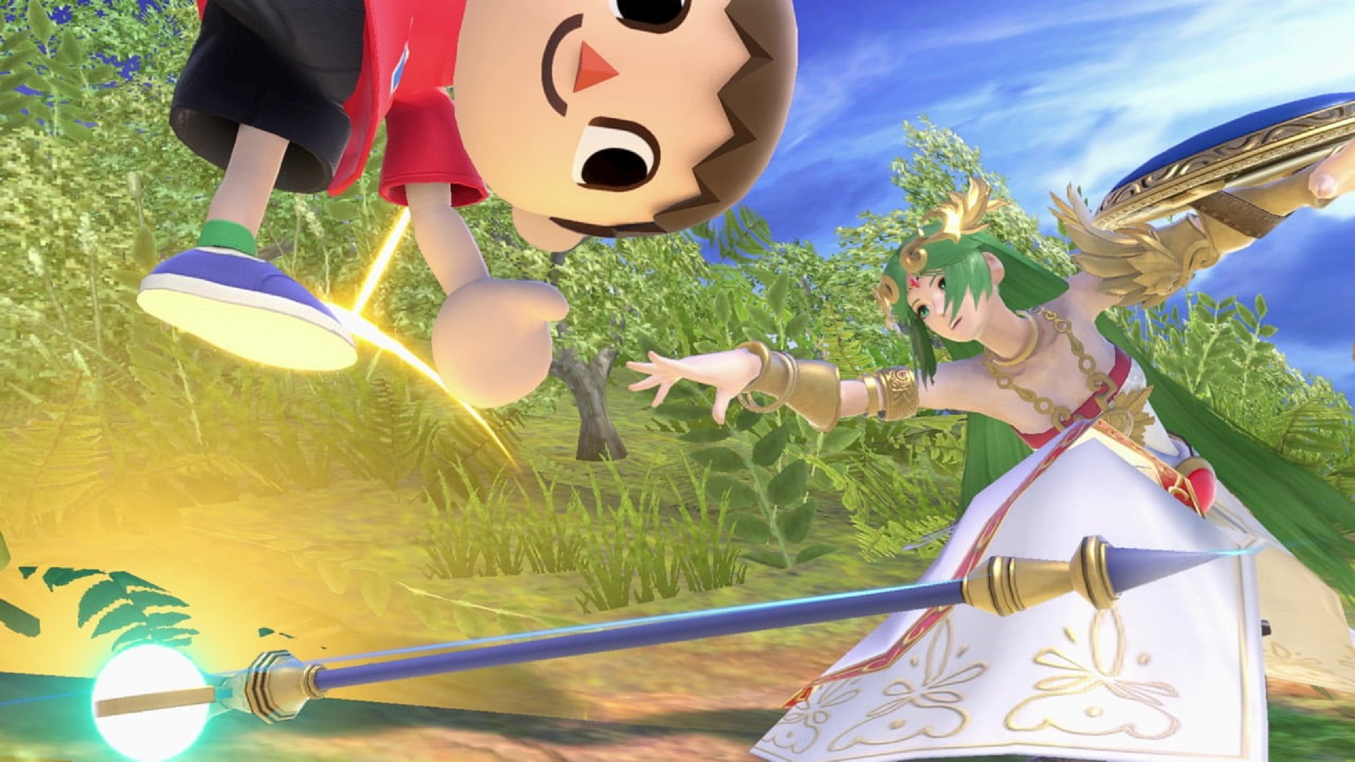 Palutena and Villager in Smash Ultimate.