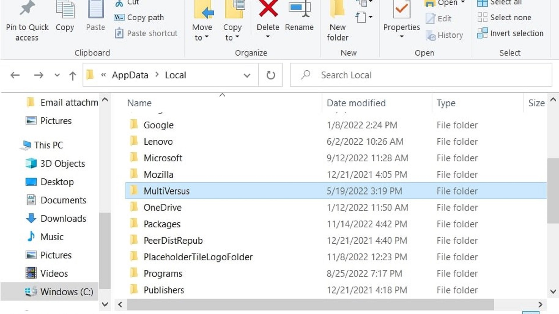 MultiVersus file in File Explorer