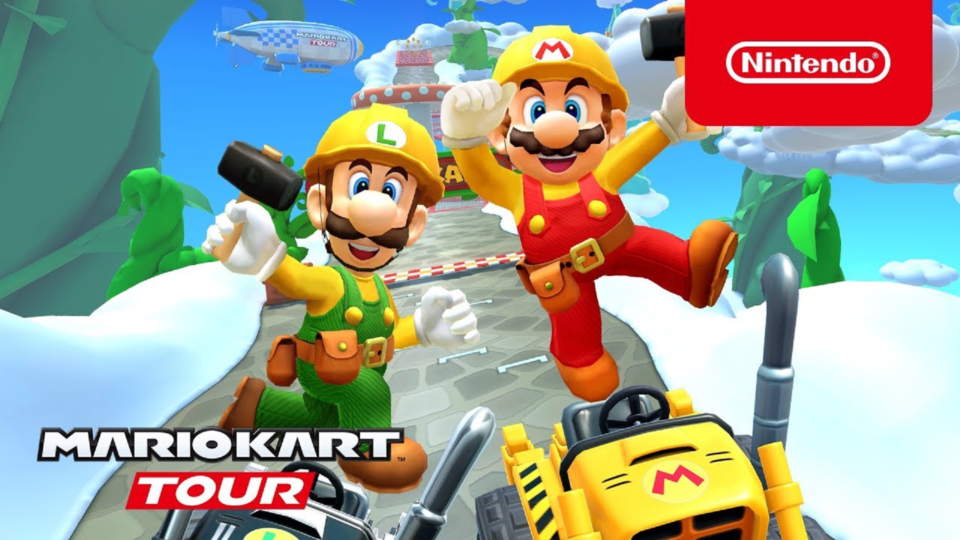 Mario and Luigi on Sky Garden, one of the returning tracks in Mario Kart Tour