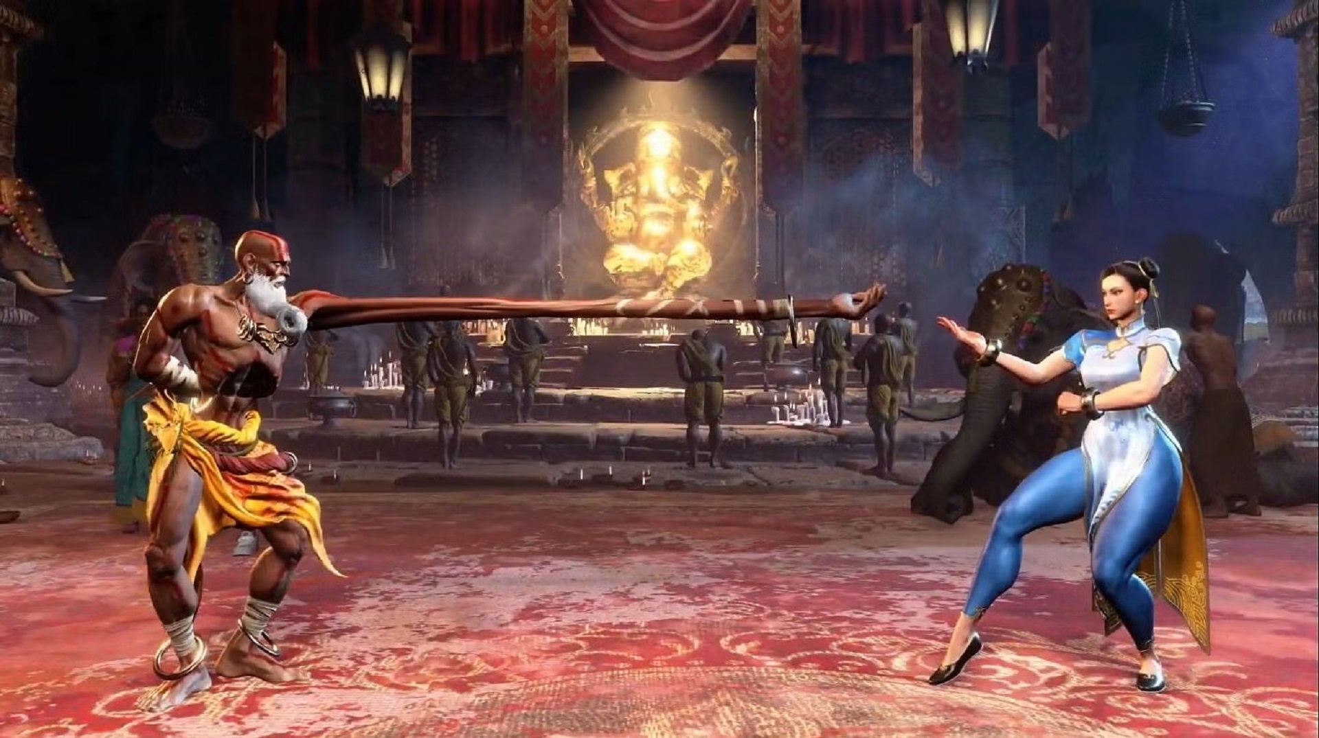Dhalsim and Chun-Li fight in Street Fighter 6.