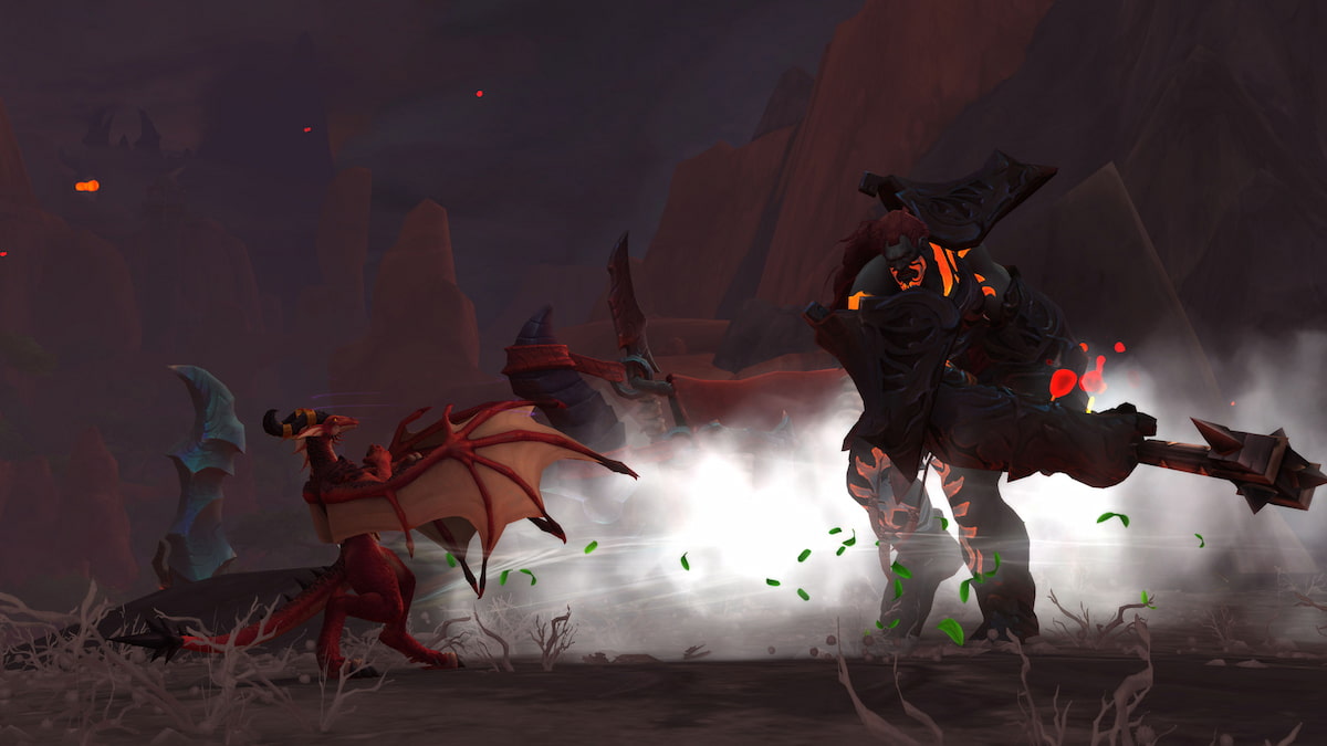 Orc and Red Dragonflight in World of Warcraft: Dragonflight