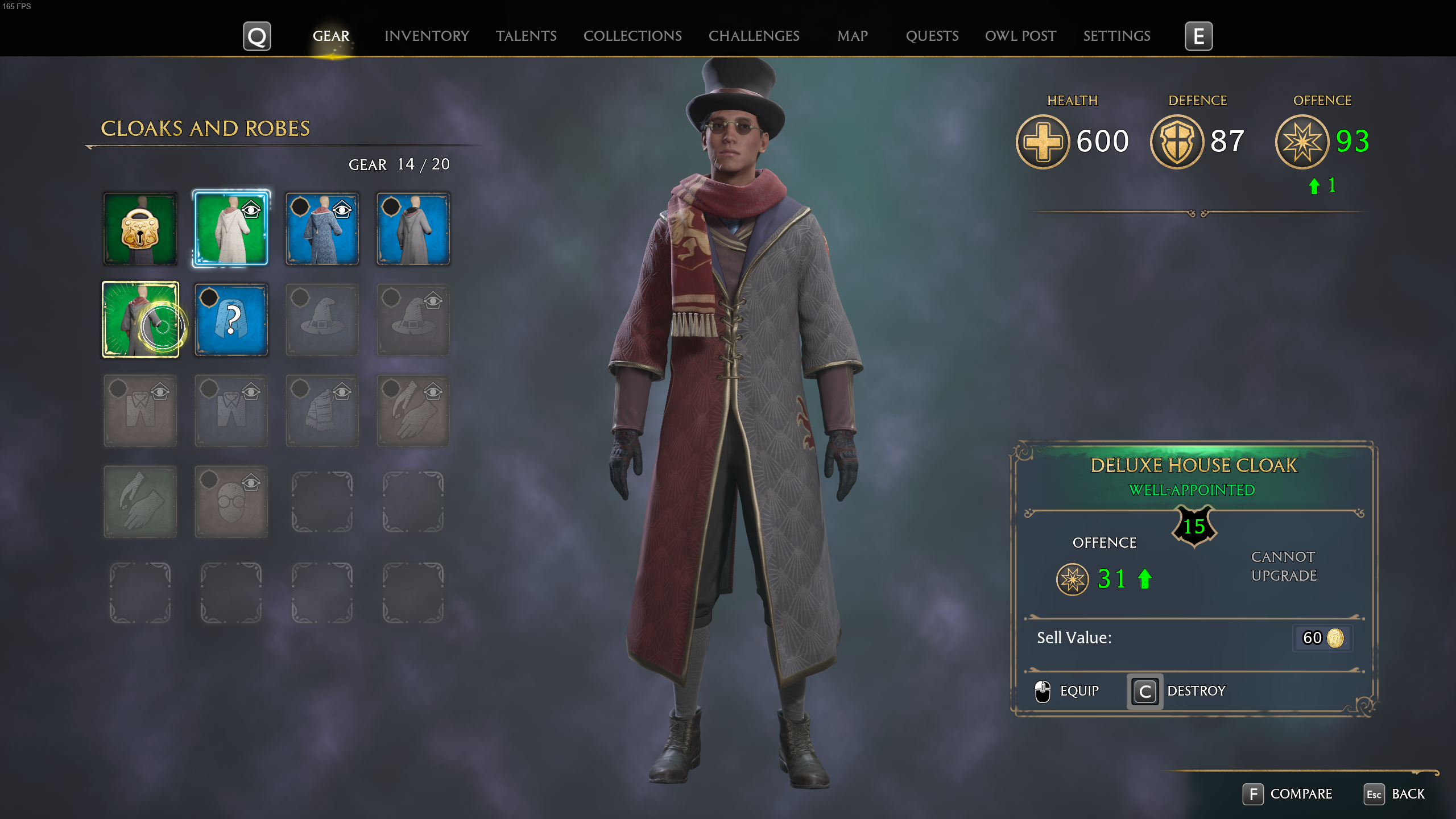 Destroy and sell gear Hogwarts Legacy