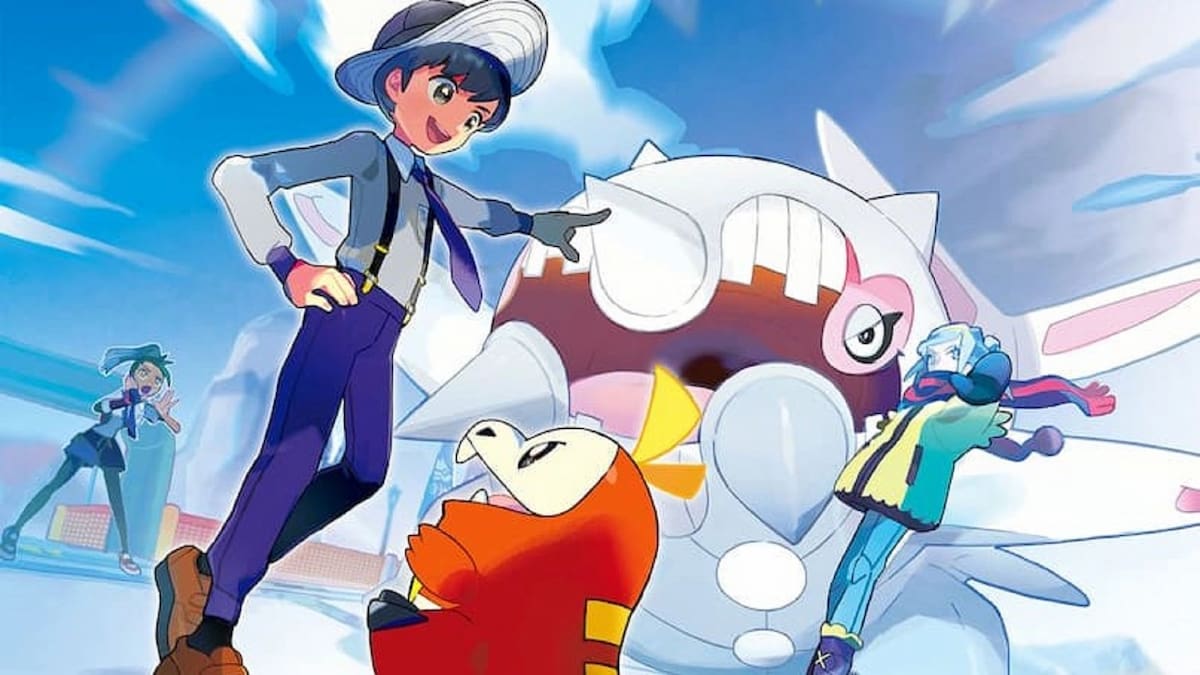 Fuecoco vs Grusha's Cetitan artwork in Pokémon Scarlet and VIolet