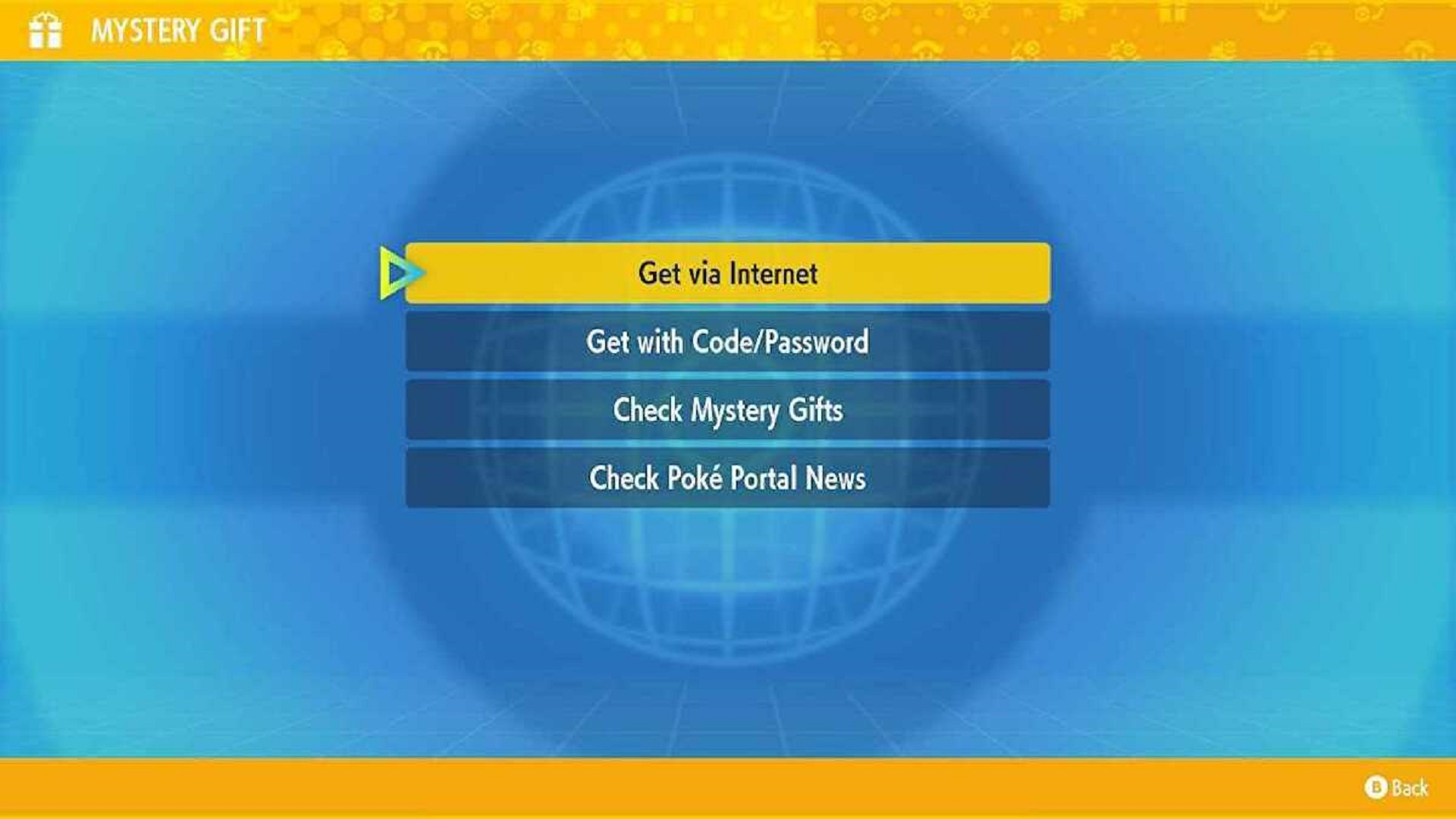 Menu where players can redeem Pokémon Scarlet and Violet Mystery Gift codes