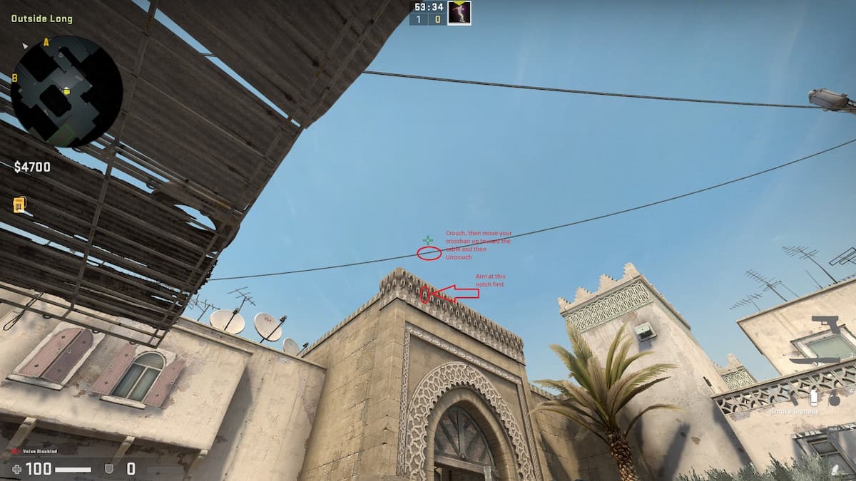 A long corner smoke lineup CS:GO