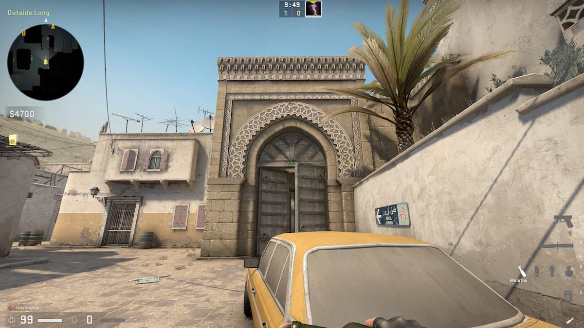 Outside Long to Double Doors A-long flash CS:GO