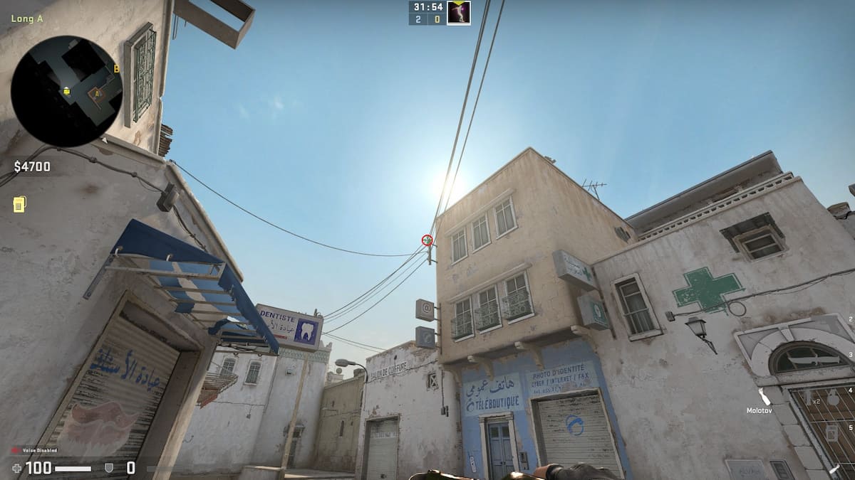 A long double doors safe smoke lineup CSGO Dust 2