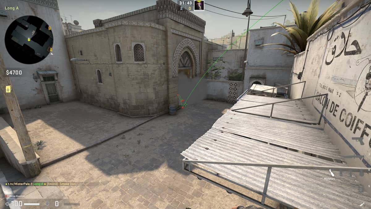 A long double doors safe smoke spotCSGO Dust 2