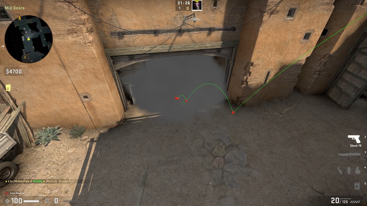 CT Smoke after middle box lineup CSGO Dust 2