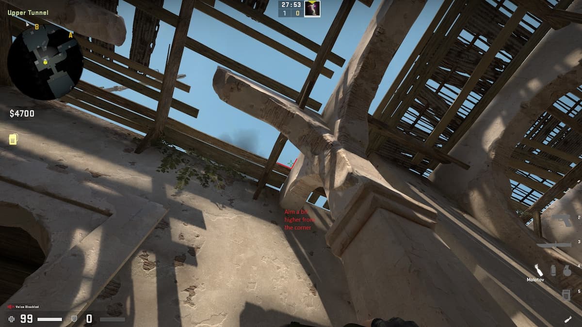 Upper tunnels lineup smoke CSGO Dust 2