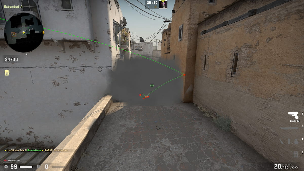 Smoke spot of A-site lineup CSGO Dust 2