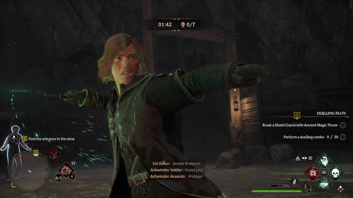 Sol Azkur (Character) in Hogwarts Legacy casting Avada Kedavra