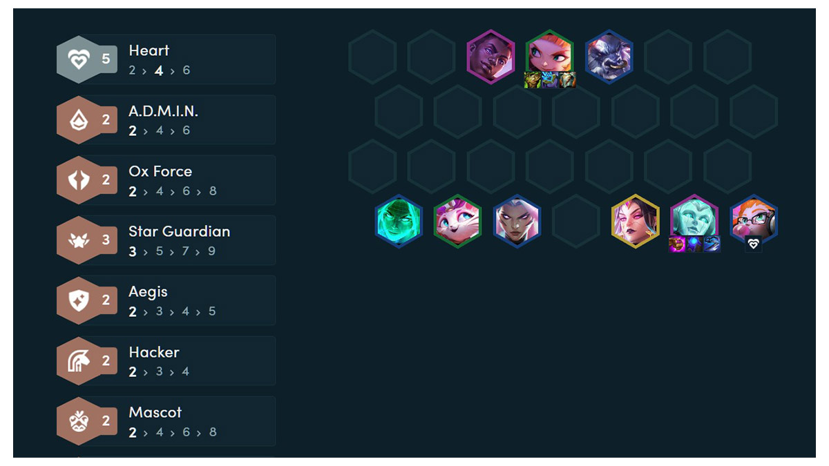 Hearts composition with Soraka and Annie as cores in Teamfight Tactics (TFT)