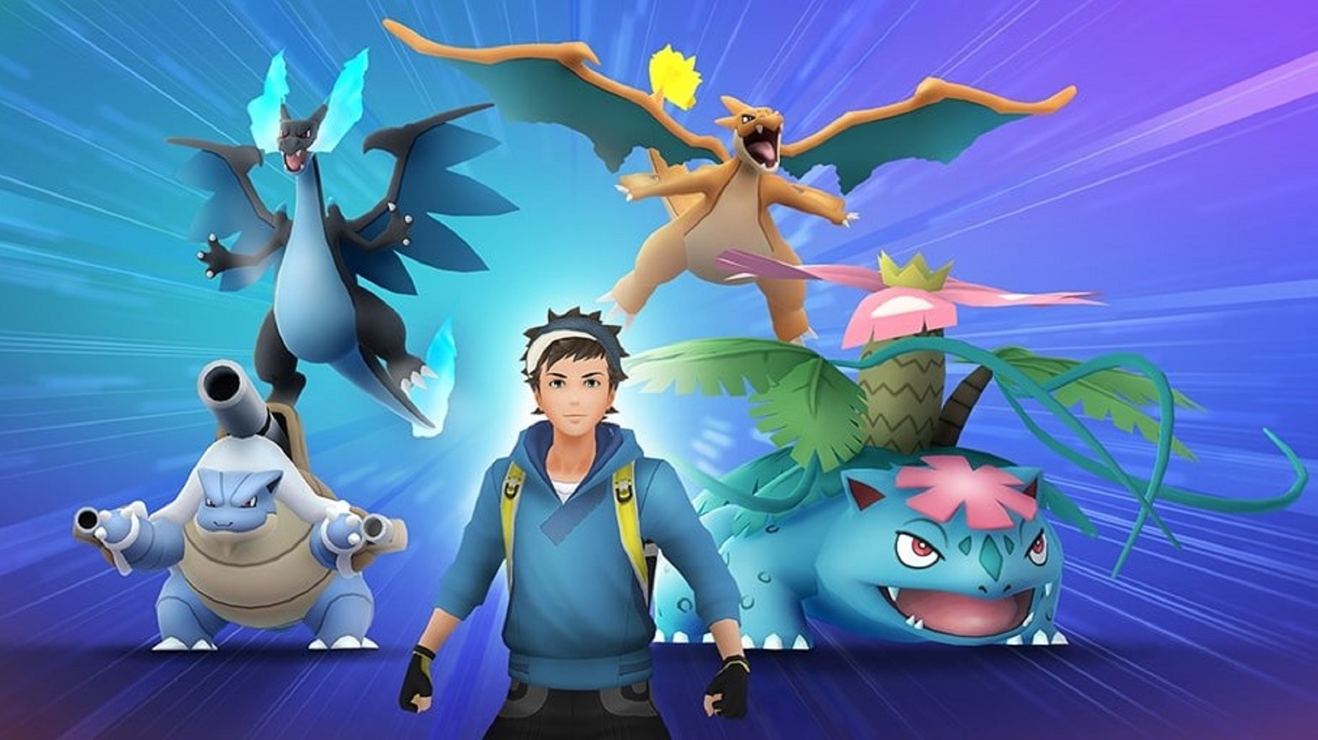 Mega Blastoise, Mega Charizard X, Mega Charizard Y and Mega Venusaur in Pokémon GO