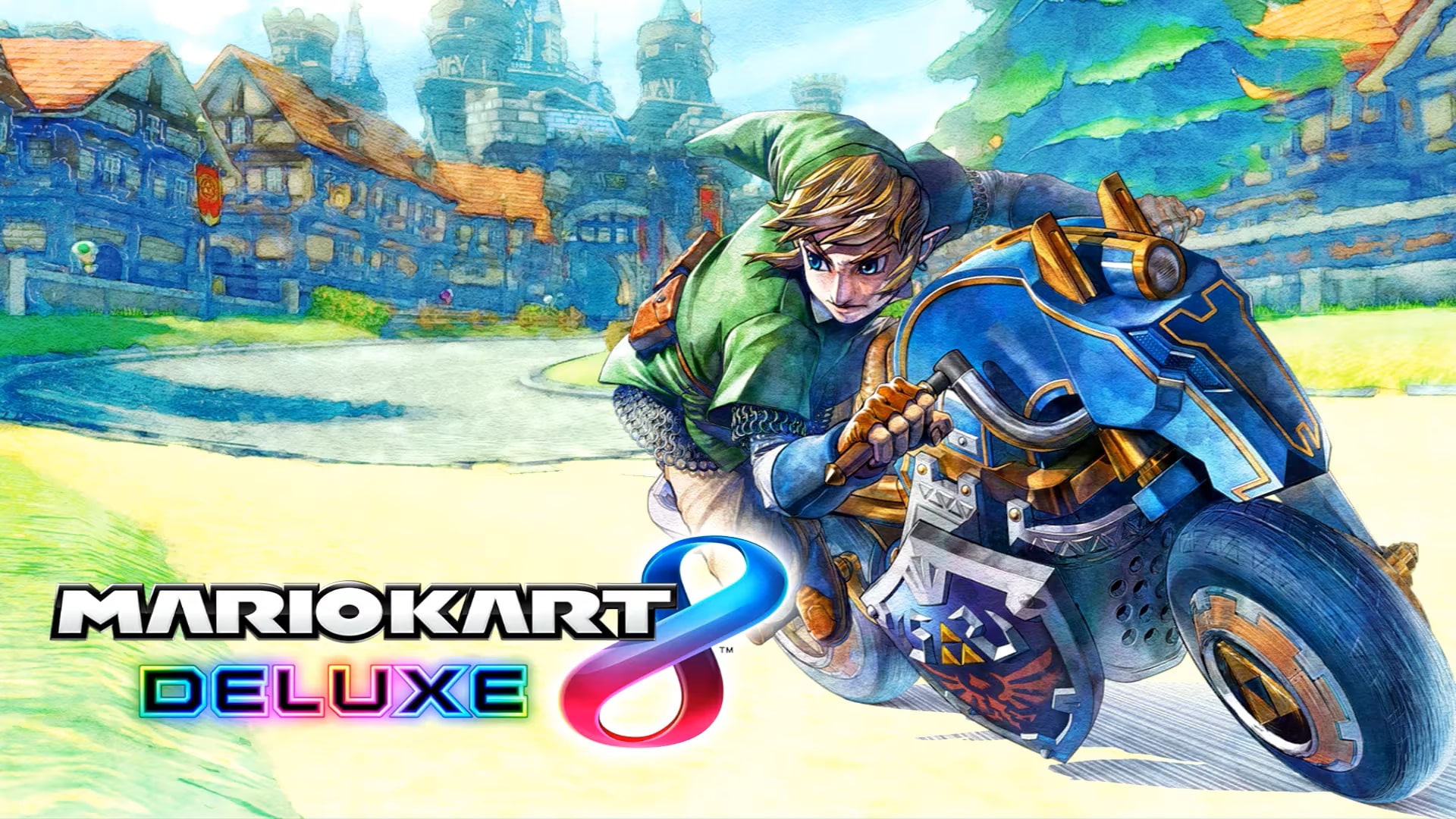 Link's alternate title screen in Mario Kart 8 Deluxe