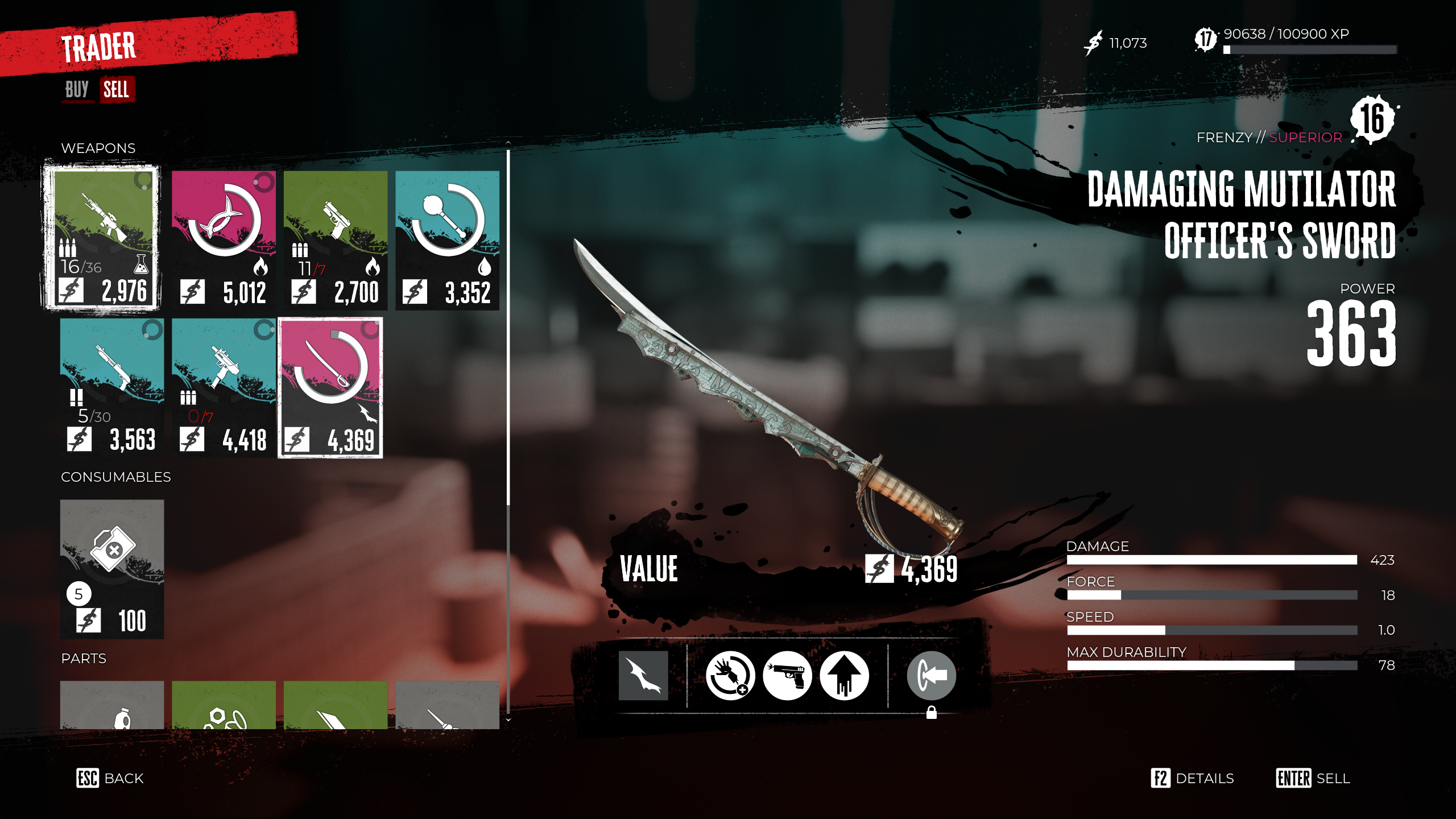 Sell or scrap weapons Dead Island 2