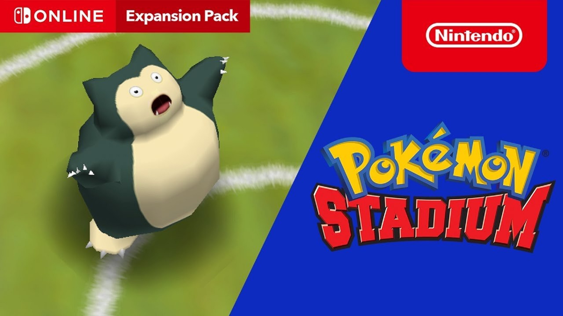 Snorlax in a graphic announcing the Pokémon Stadium Switch release date.