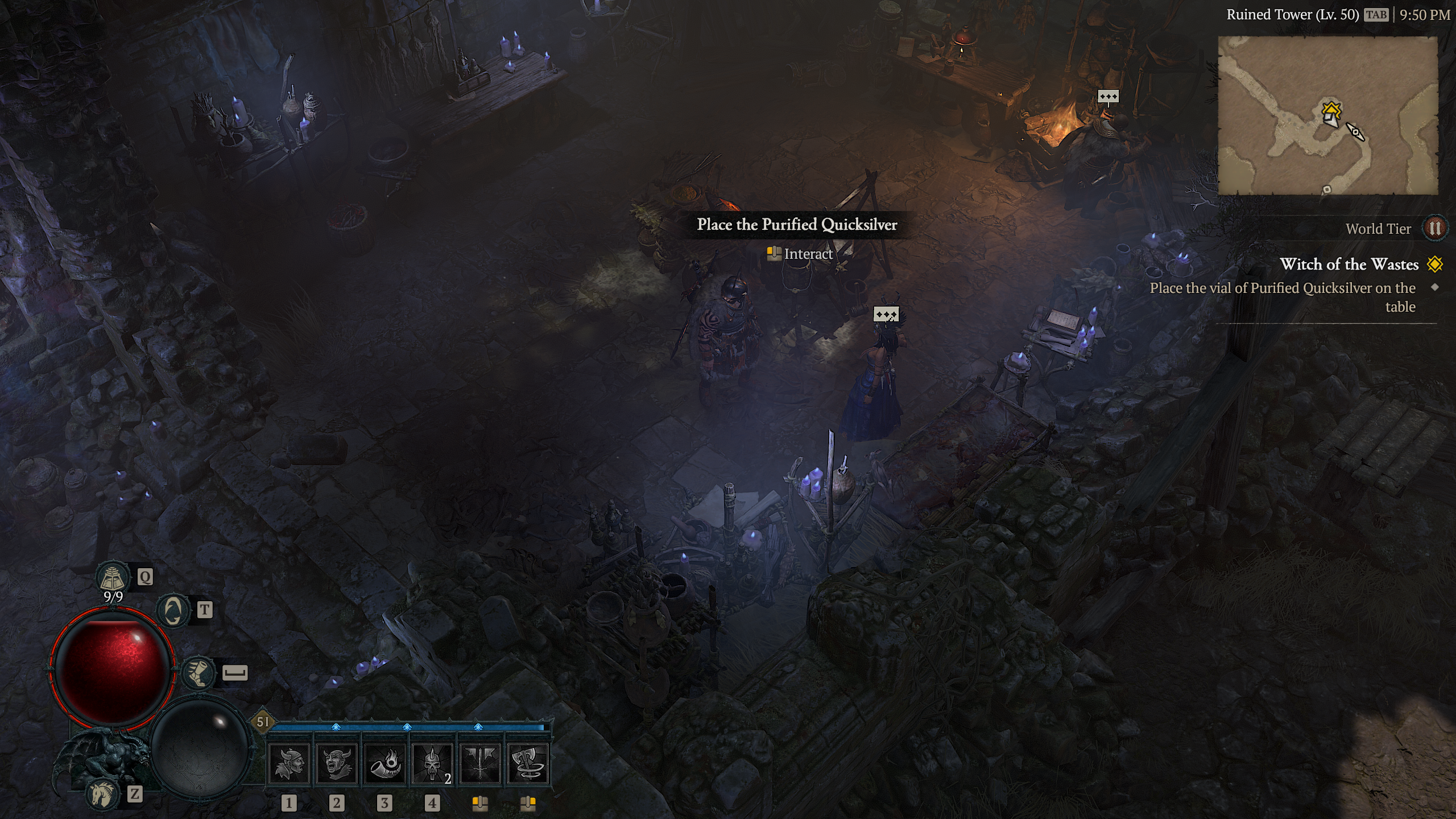 place the vial of Purified Quicksilver on the table in Diablo 4