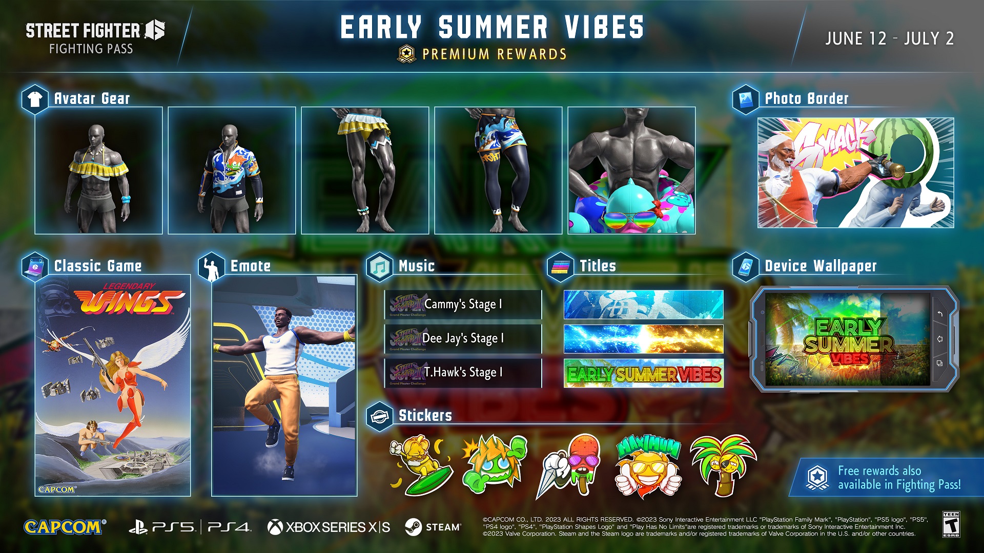 Street Fighter 6 Early Summer Vibes battle pass rewards