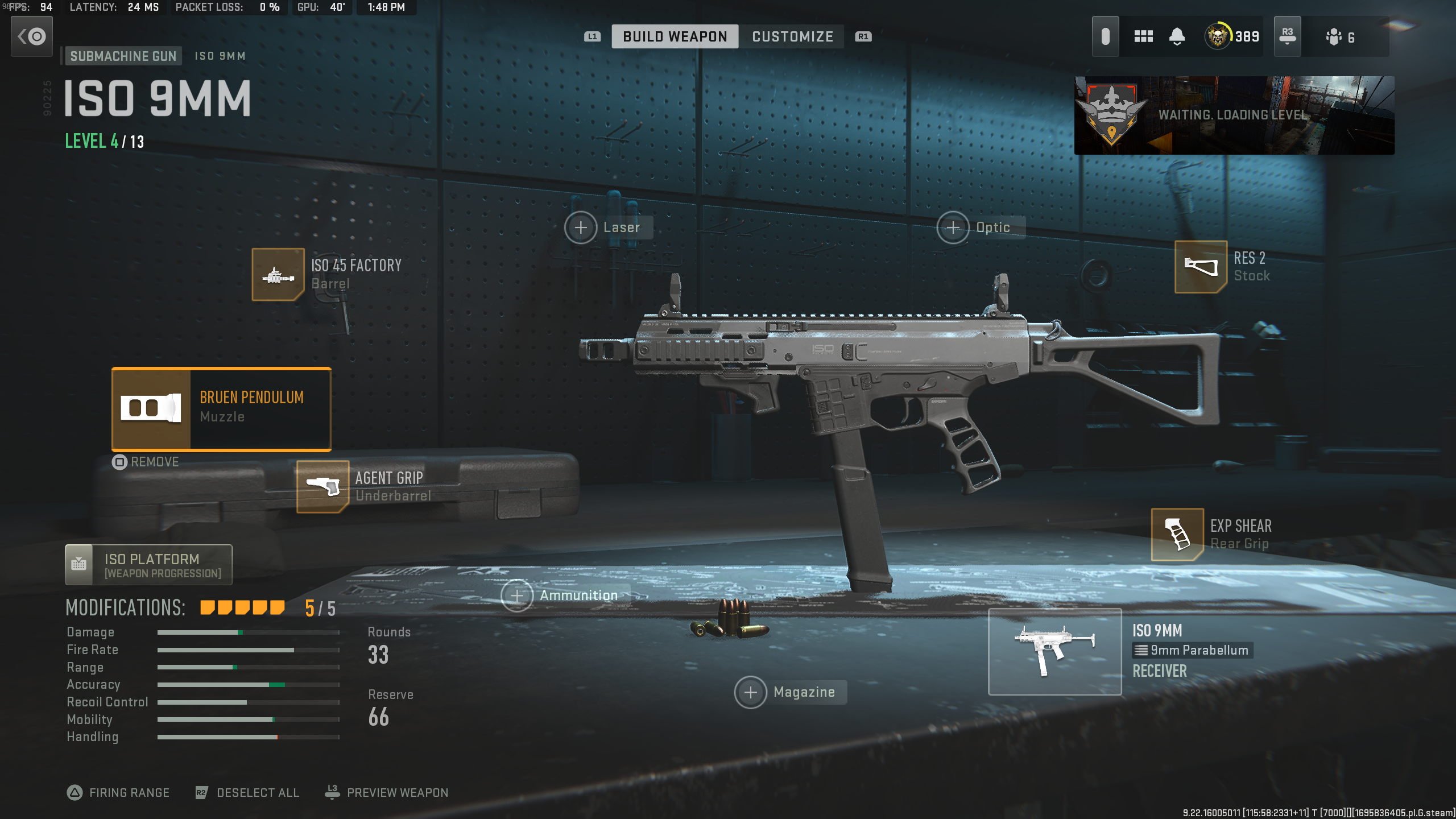 ISO 9mm loadout MW2