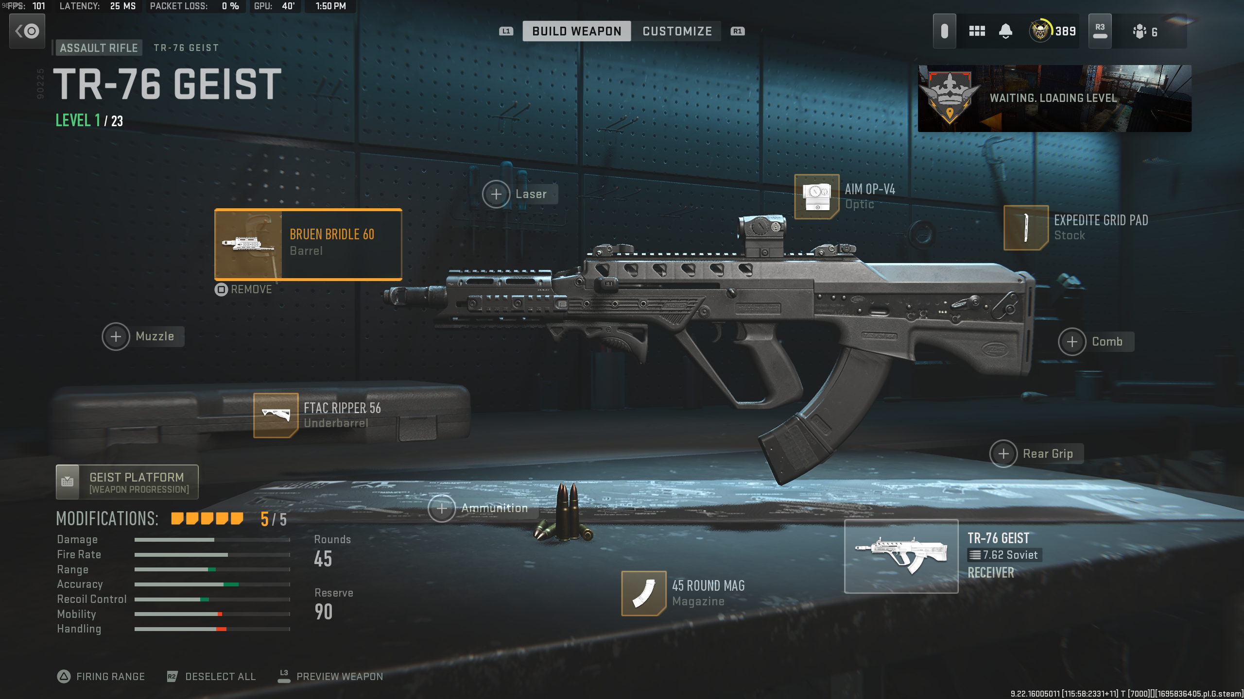 TR-76 Geist loadout Warzone