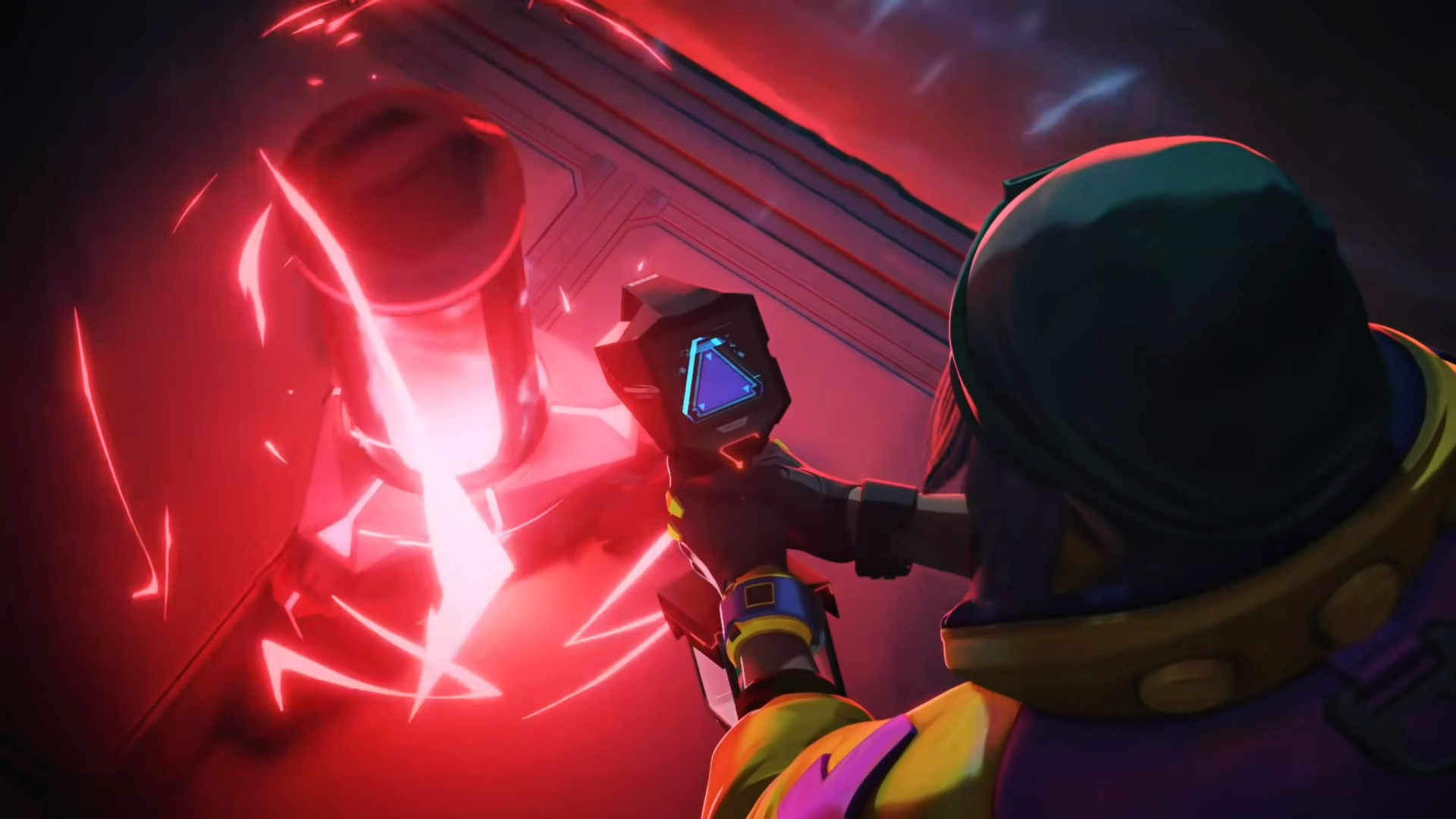 Killjoy defusing the Spike in DUALITY, an official VALORANT cinematic