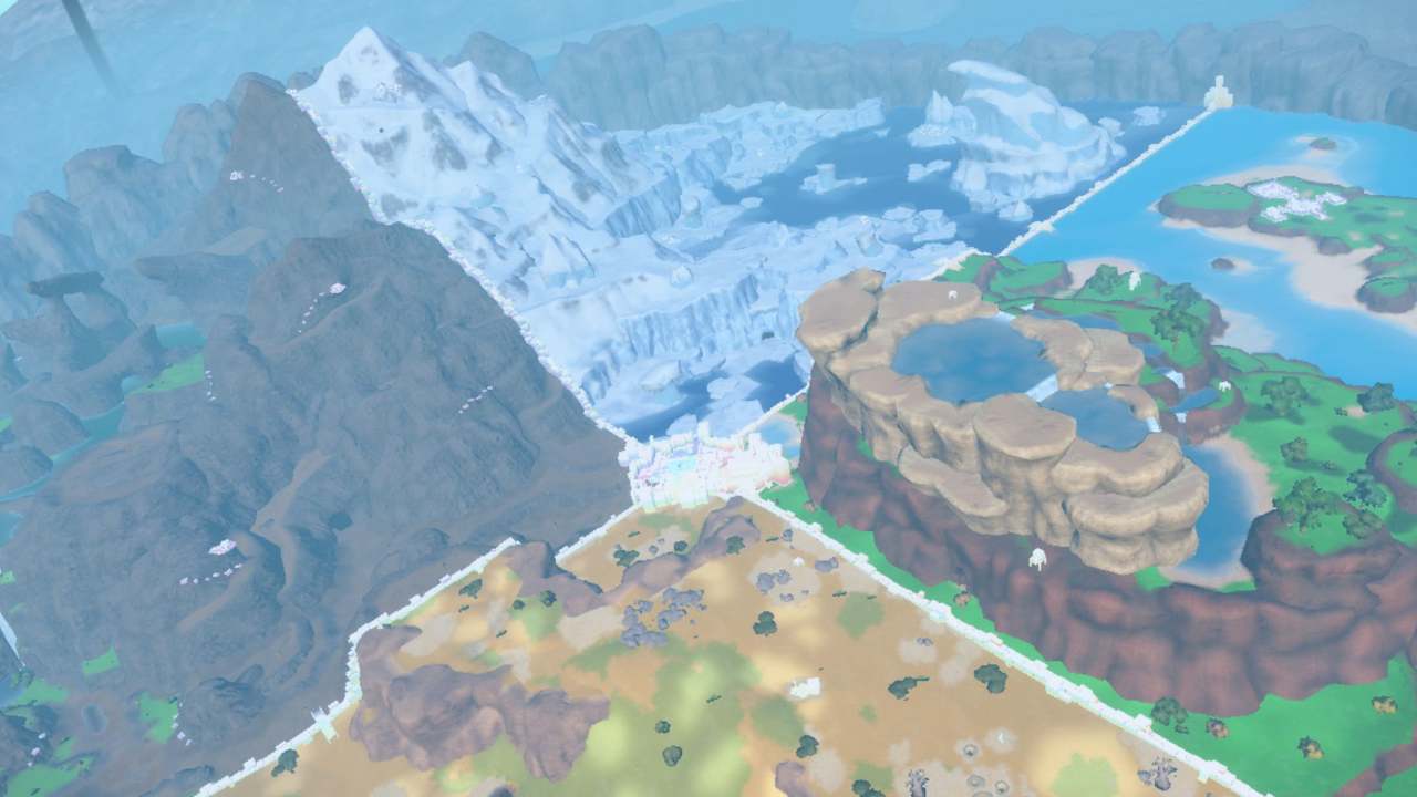 The Terrarium of Blueberry Academy from an overhead view in the Pokemon Scarlet and Violet DLC.