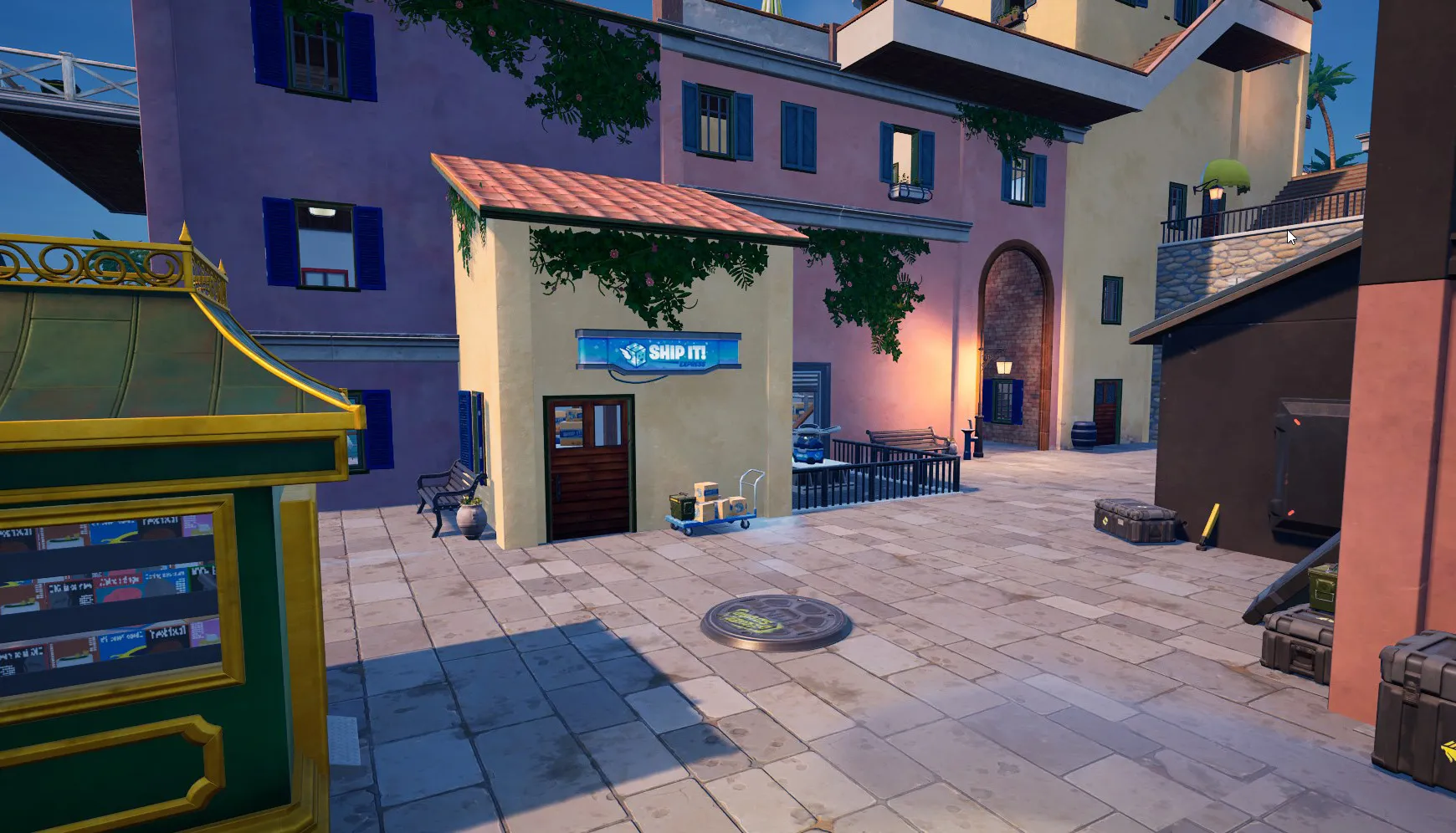 A Fortnite building with a Ship It sign in Ritzy Riviera