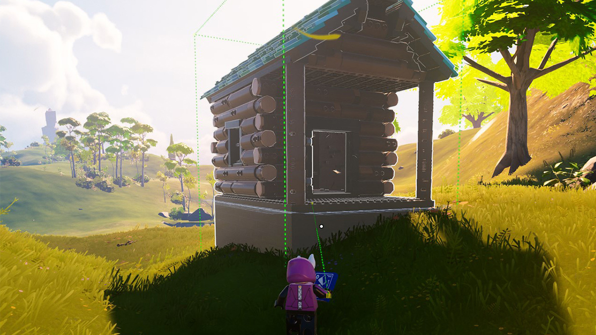 LEGO Fortnite character staring at a building they are about to place.