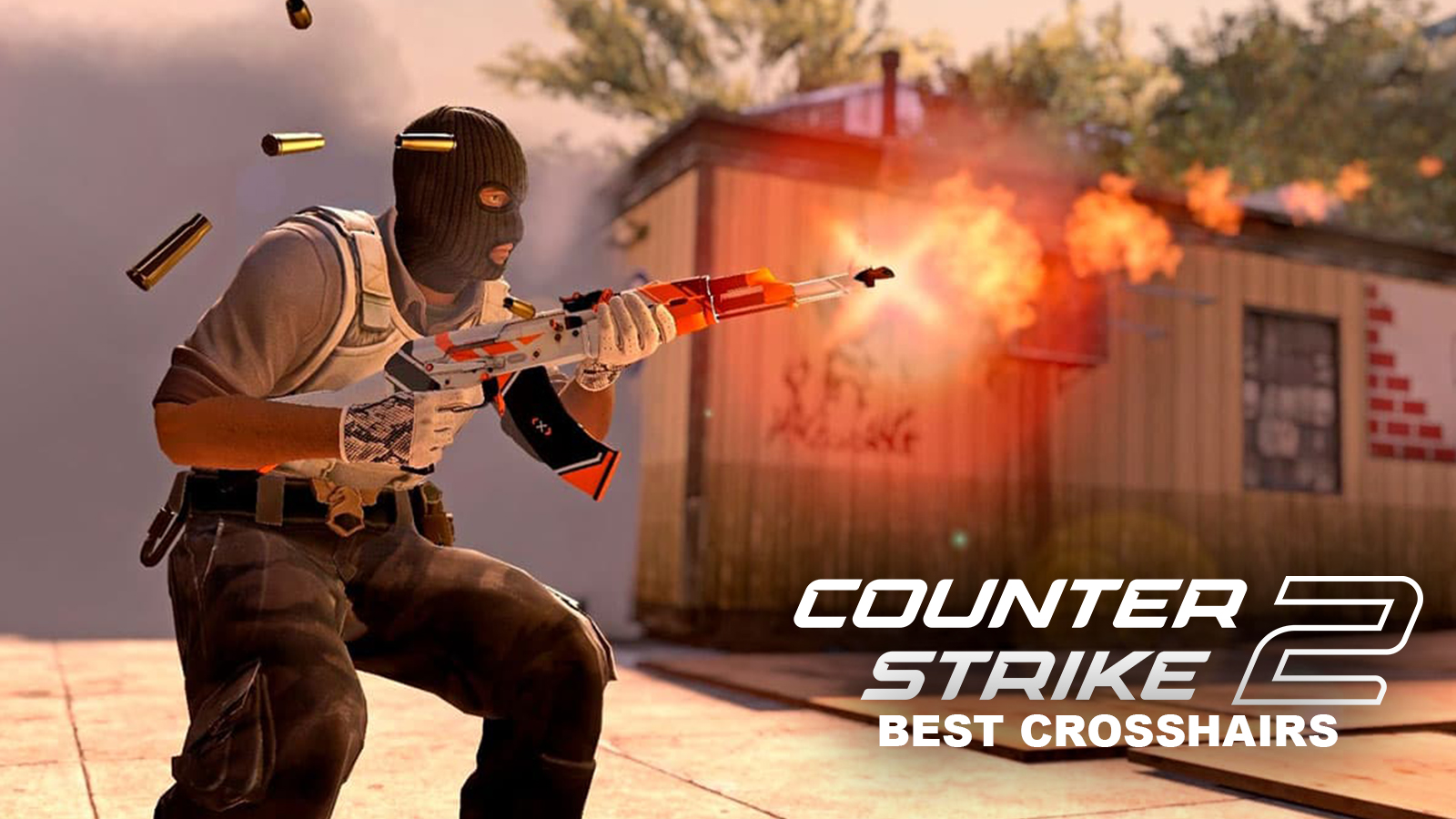 A CS player holding an AK-47 which they are firing on Overpass B site.