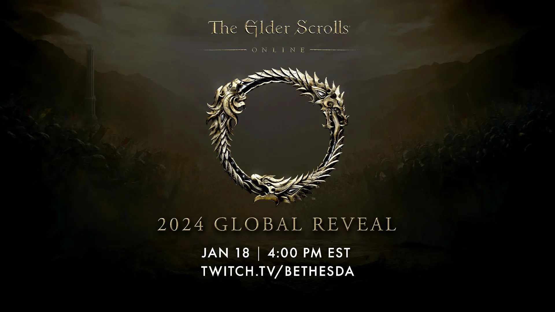 ESO Global Reveal Jan 18 4pm EST twitch.tv/Bethesda.