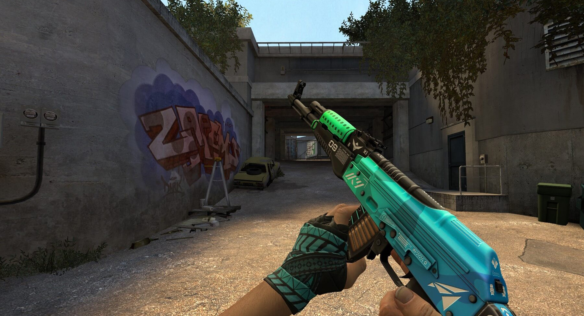A CS2 character holding the Ice Coaled AK-47 skin in CS2.