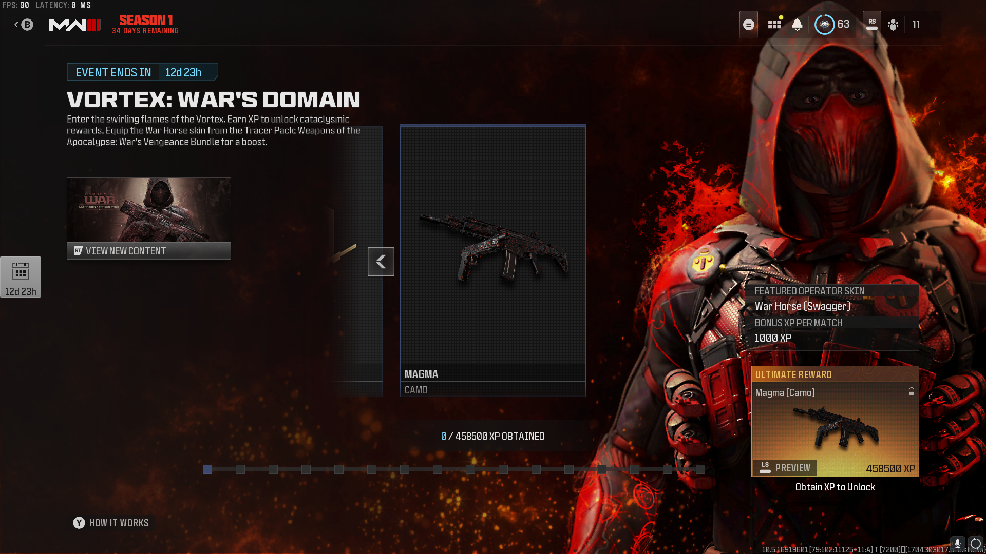 An image of MW3's Vortex: War's Domain event, showing the black and red Magma camo. 