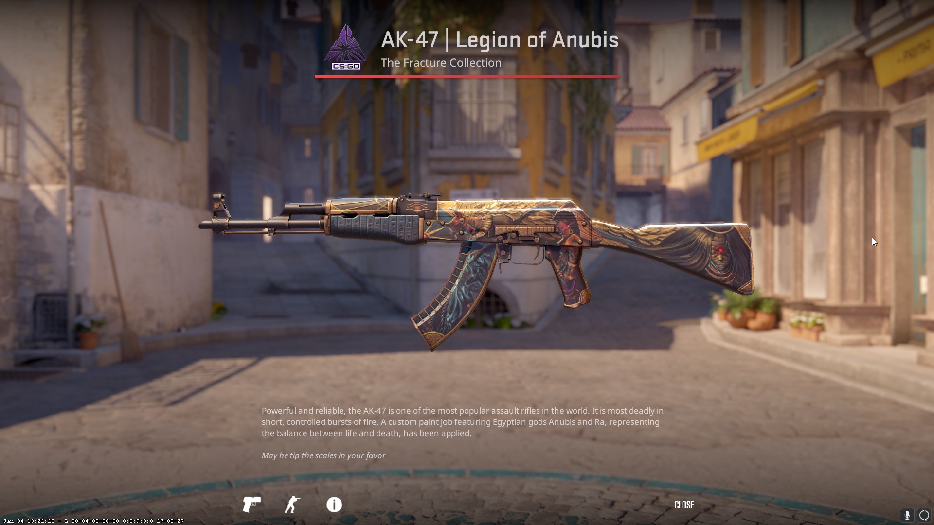 The Legend of Anubis CS2 skin, featuring drawings of the Egyptian God Ra.