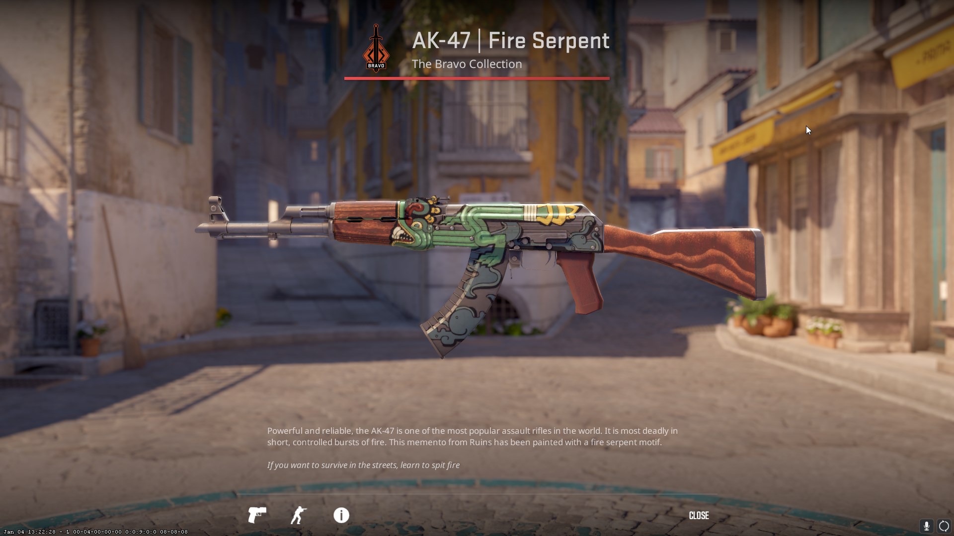 The Fire Serpent AK-47 skin, with a monster painted on the base and magazine of the gun. 