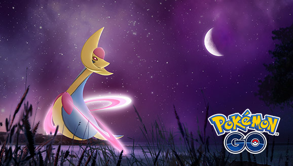 The legendary Pokemon Cresselia appearing in promotional art for Pokemon GO's raid battle event. 