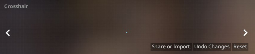 CS2's Crosshair screen, showing a small blue dot. 