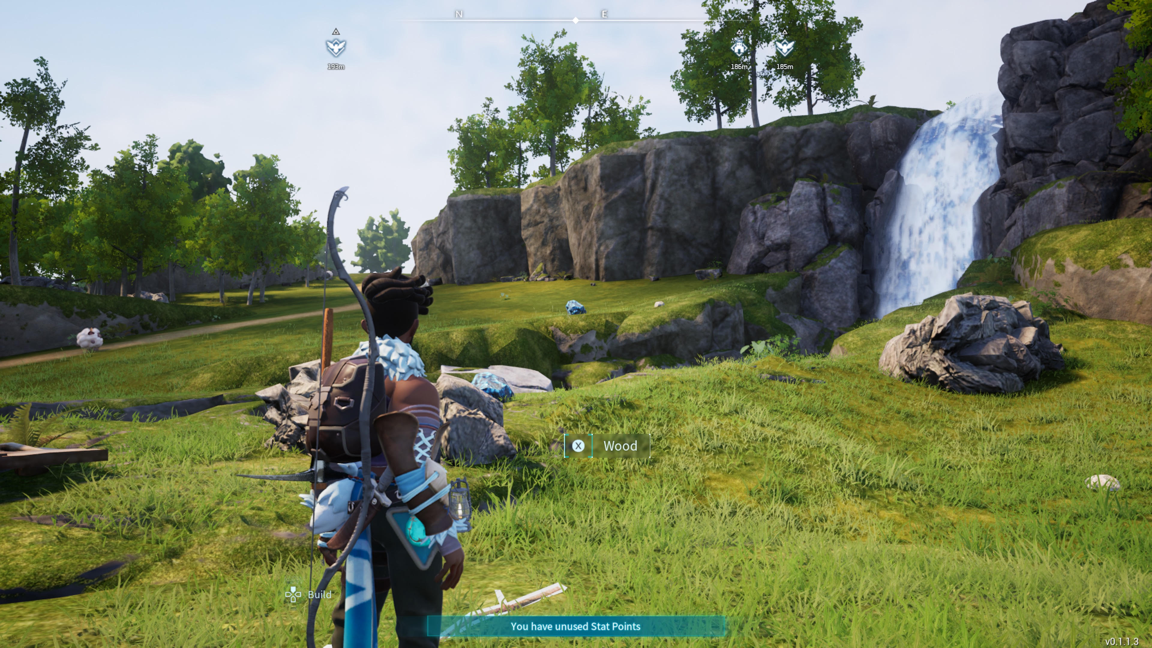 Palworld player standing in open field