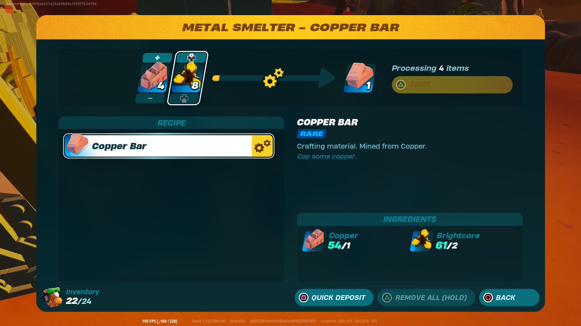 Copper Bar crafting LEGO Fortnite