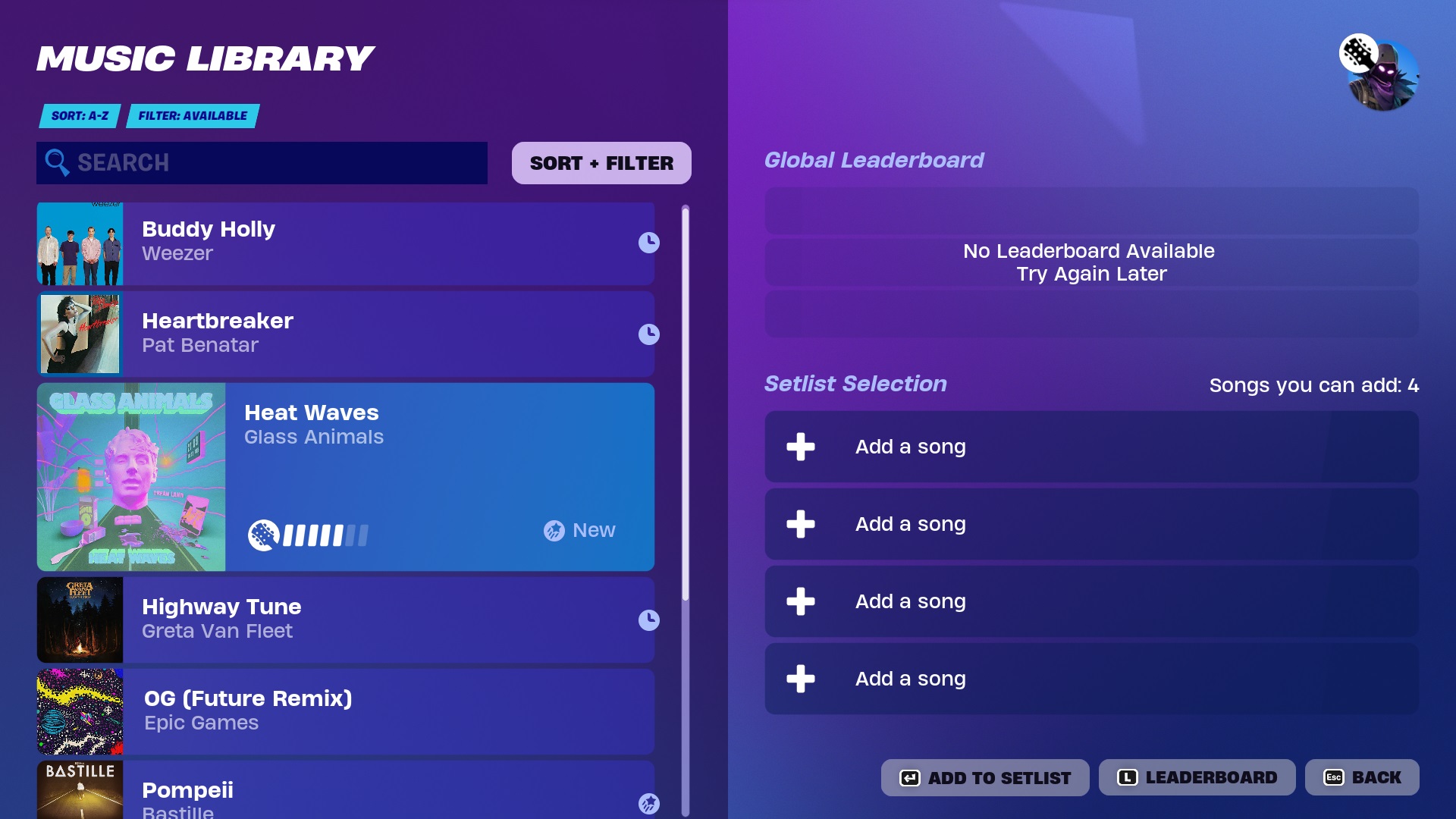 Fortnite Festival tracks Jan 19