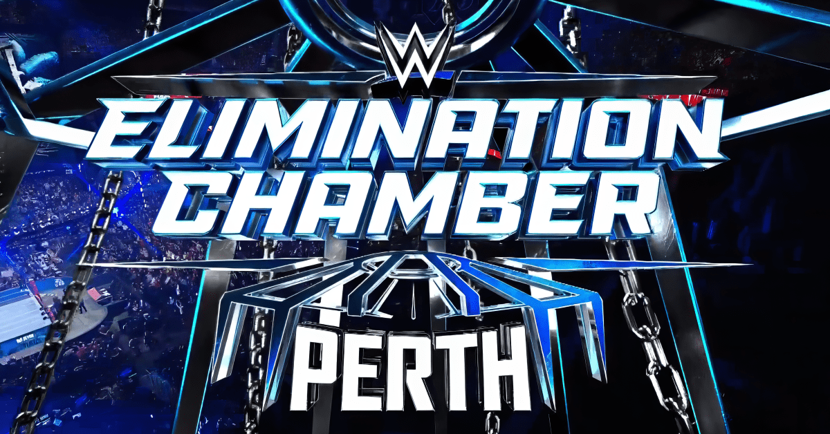 The Elimination Chamber logo, featuring the outline of the chamber, shown on WWE television.
