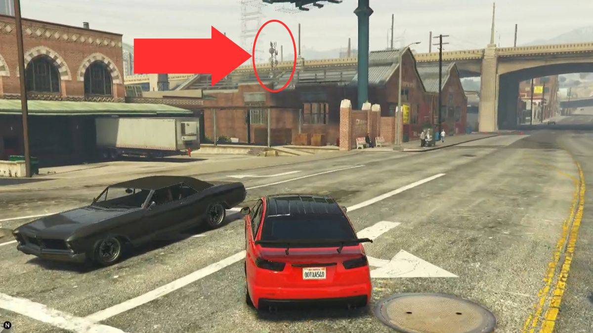 Arrow showing how to locate the cell towers in the Chaz Lieberman bounty mission. 