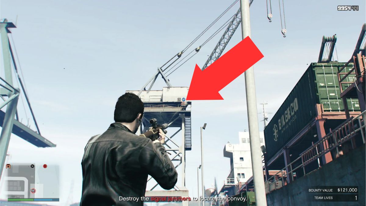 Arrow showing location of enemy in Brock's bounty mission on GTA Online