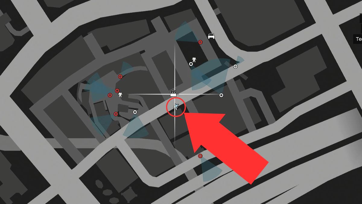 An arrow showing the location of the Extras costume in the Cleo Song bounty mission.