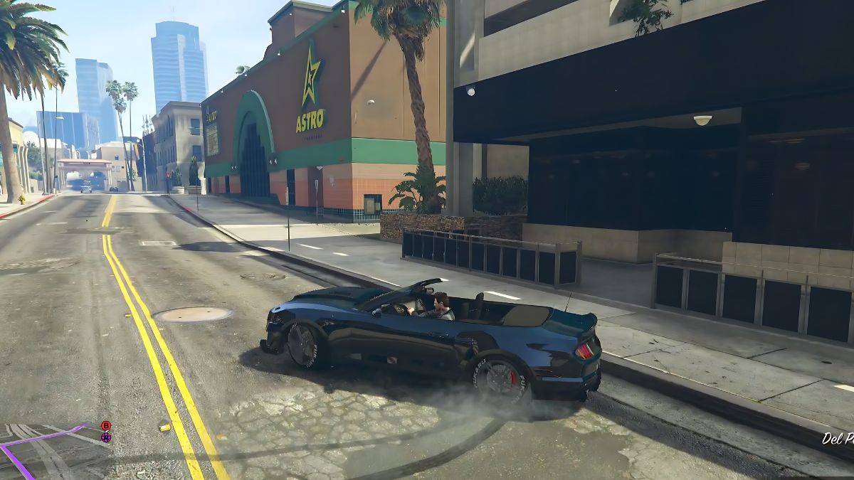 GTA Online player in a Dominator GT attempting the Brock Thompson bounty mission.