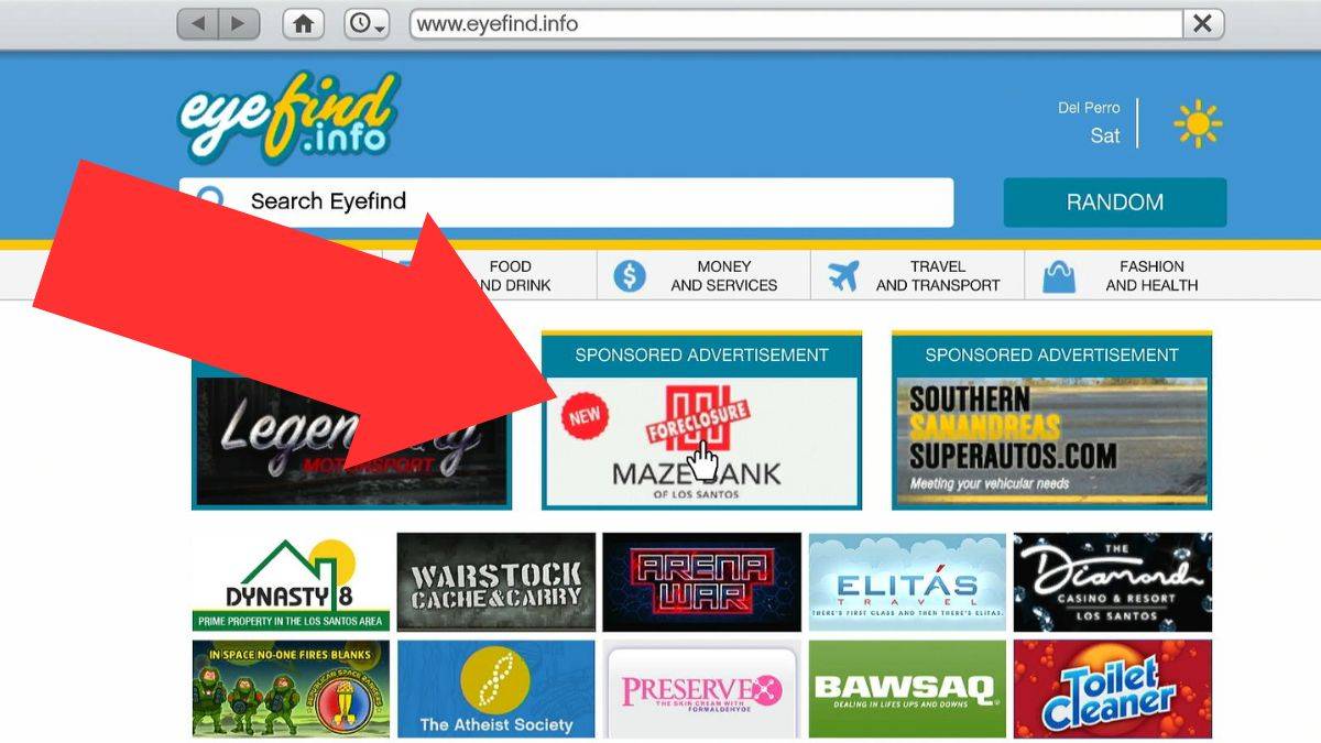 The GTA Online internet browser showing how to buy a bail office.