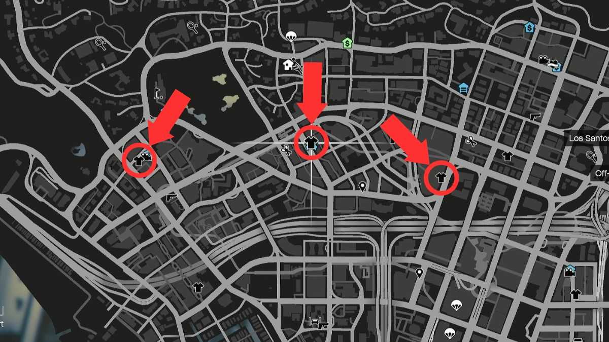 Map of Ponsobys store locations which is where to buy jewelry in GTA 5