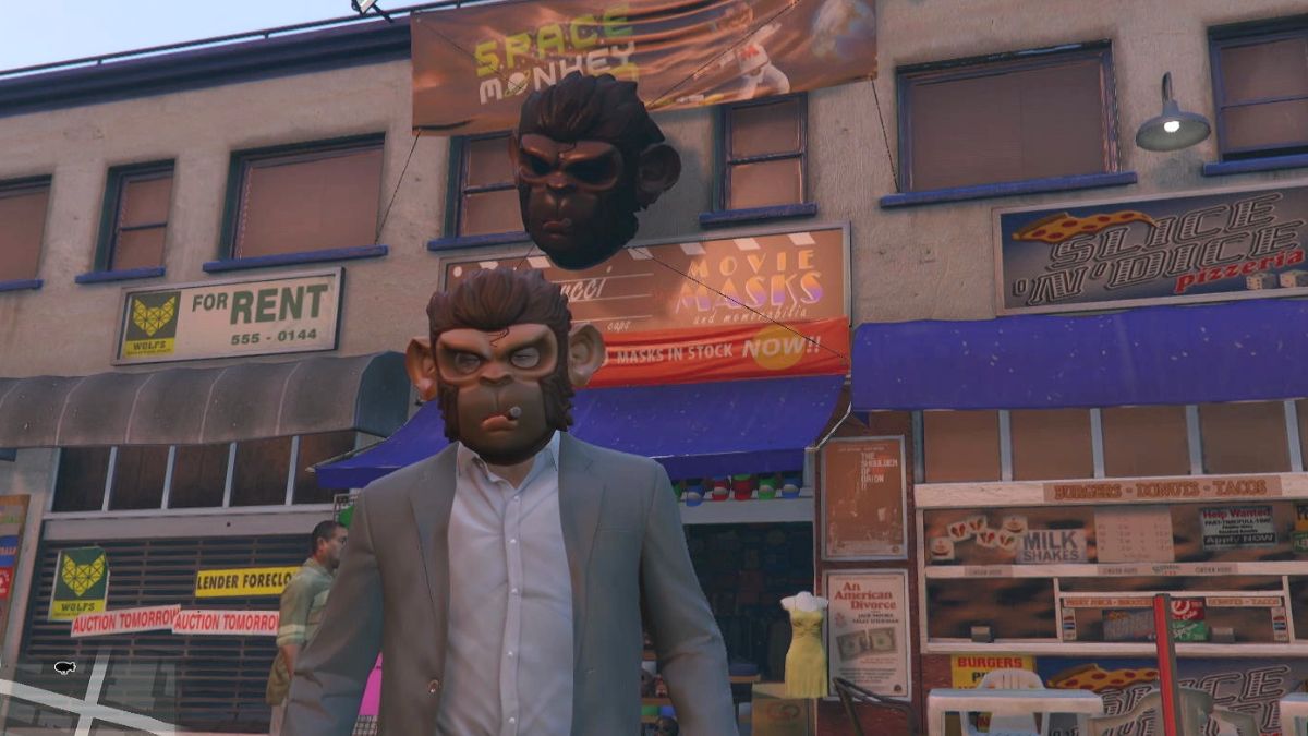 Michael from GTA V wearing a mask he bought from the mask store.